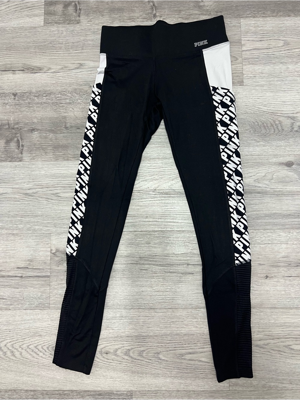 VS PINK Ultimate XS Black White Logo Mesh Leggings